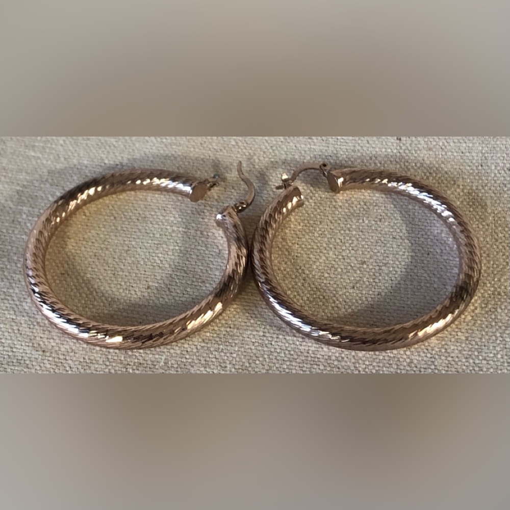 Palm Beach Jewelry Textured Rose Gold Tone Hoop Earrings